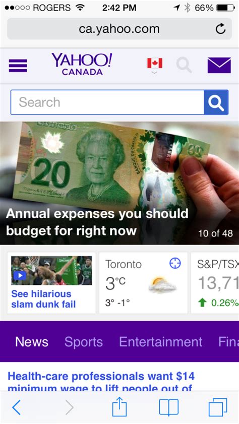 Yahoo Canada Homepage Updated For Mobile Web Users Iphone In Canada Blog