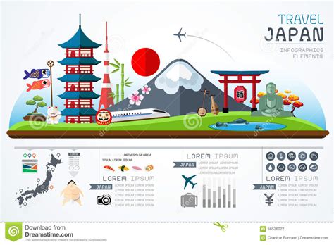 Info Graphics Travel And Landmark Japan Template Design. Stock Vector - Illustration of peaceful ...