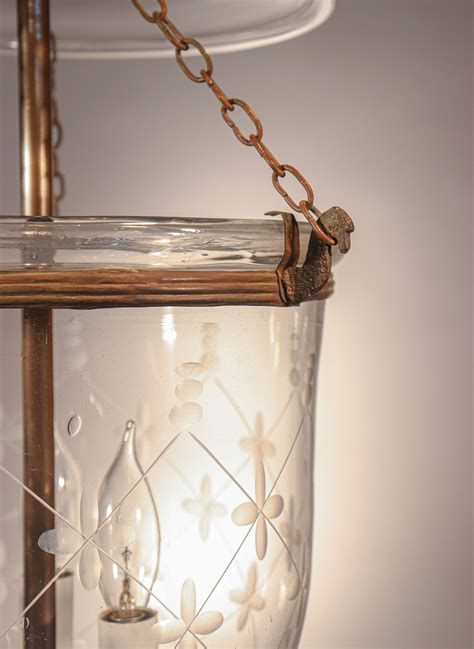Antique Hand Blown Glass Bell Jar Lantern Pendant Light Chandelier With