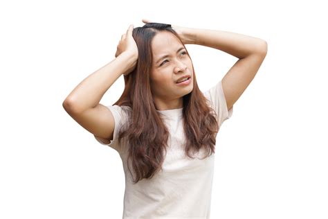 Asian Woman Has Itchy Head From Dandruff 20952151 Png