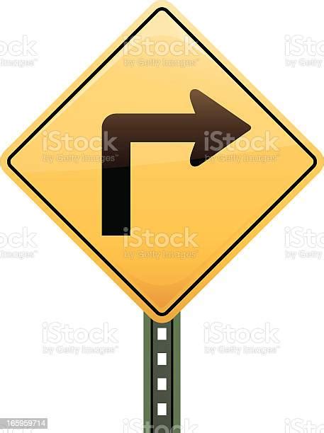 Sharp Right Turn Sign Stock Illustration Download Image Now Arrow