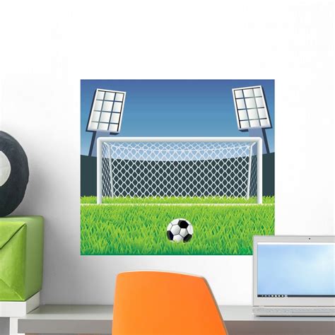 Soccer Detailed Goal And Wall Mural By Wallmonkeys Peel And Stick
