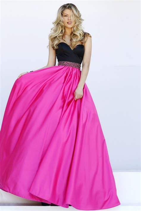 Beautiful A Line Sweetheart Black And Hot Pink Satin Prom Dress