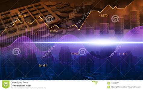 Stock Market Or Forex Trading Graph In Graphic Double Exposure C Stock