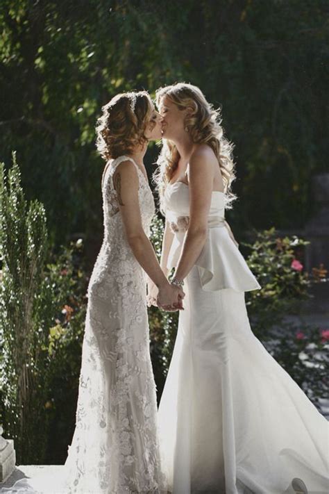 Bride Kiss Couples Lesbian Wedding Wedding Lgbt Wedding
