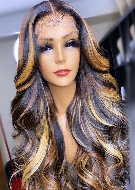 Ombre Highlight Honey Blonde Wig 180 Long Loose Wave Wig 13x4 Lace
