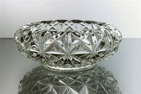 Pressed Glass Bowl Imperial Glass Mt Vernon Clear Folded Edge Centerpiece Fruit Bowl