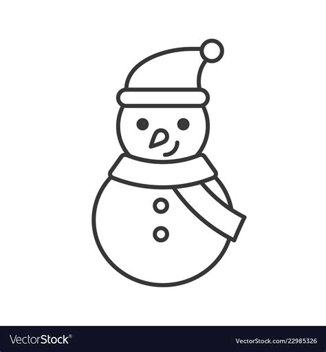 Snowman Editable Outline Icon Winter Christmas Vector Image
