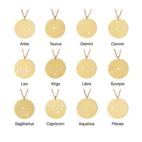 Gold Astrology Necklace Gold Horoscope Zodiac Jewelry