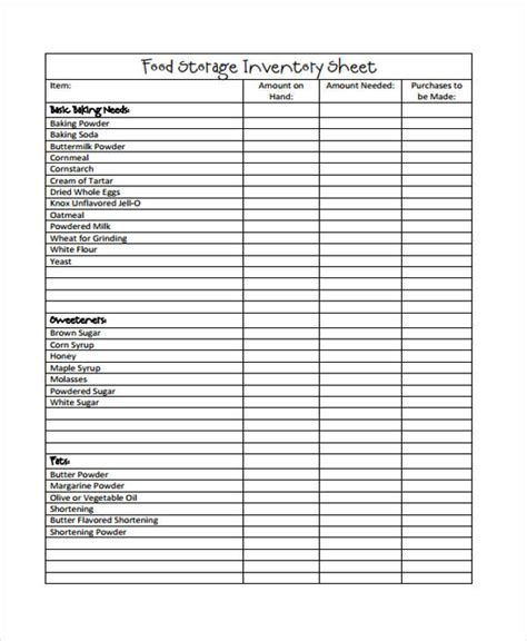 inventory sheet templates  sample