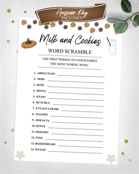 Milk And Cookies Word Scramble Birthday Party Game Milk And Etsy