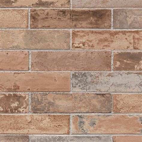 Red Brick Wallpaper Vinyl Roll Covers 56 Sq Ft Ll29534 The Home Depot
