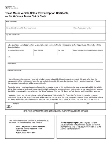 Form 14 312 Texas Fill Online Printable Fillable Blank Pdffiller