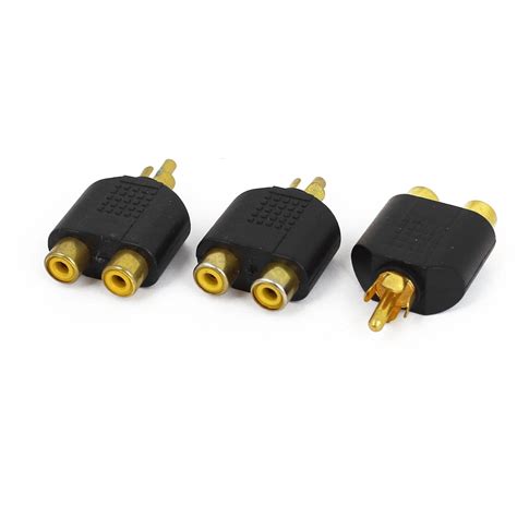 Rca 1 Male To 2 Female Y Splitter Av Audio Plug Converter Cable Adapter
