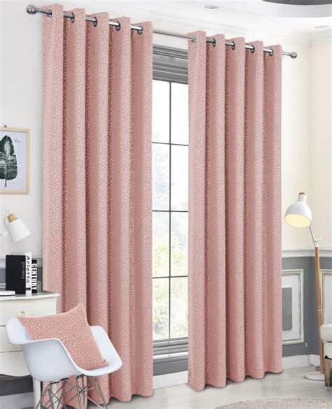 Dotty Blush Pink Blackout Eyelet Curtains From Net Curtains Direct
