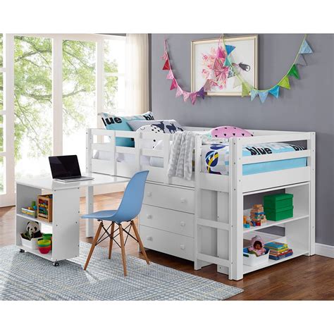 Twin Loft Bed With Desk Low Study Loft Bed Frame With Storage Cabinet