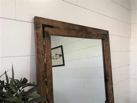 Espresso Rustic Farmhouse Mirror Country Framed Mirror Wood Etsy