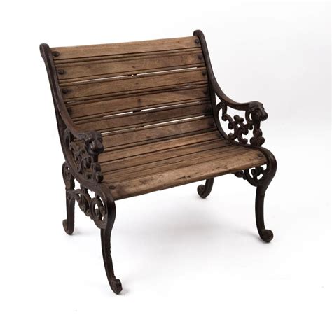 Antique Cast Iron Garden Seat With Timber Slats Decorative Garden