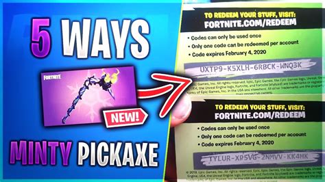 Players get special cards with codes for the item they can redeem if they participate in these promotions. 5 WAYS To Get MINTY PICKAXE for FREE in Fortnite (Reedem ...