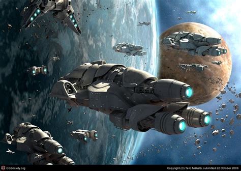Invasion Fleet By Tero Mäkelä 3d Science Fiction Artwork Spaceship