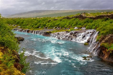 Hraunfossar Waterfalls Or Lava Falls Iceland Beautiful Summer