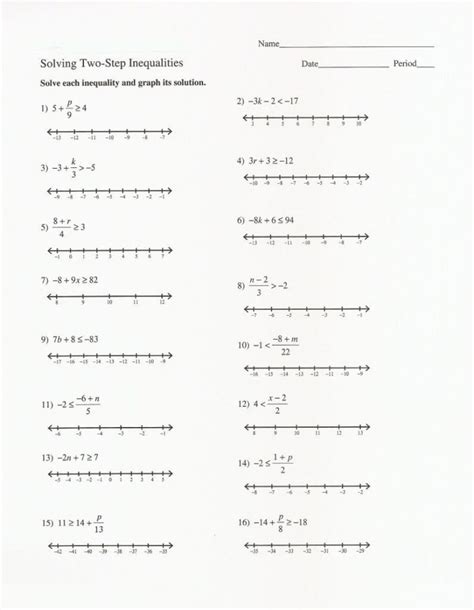 Two Step Inequality Word Problems Worksheet