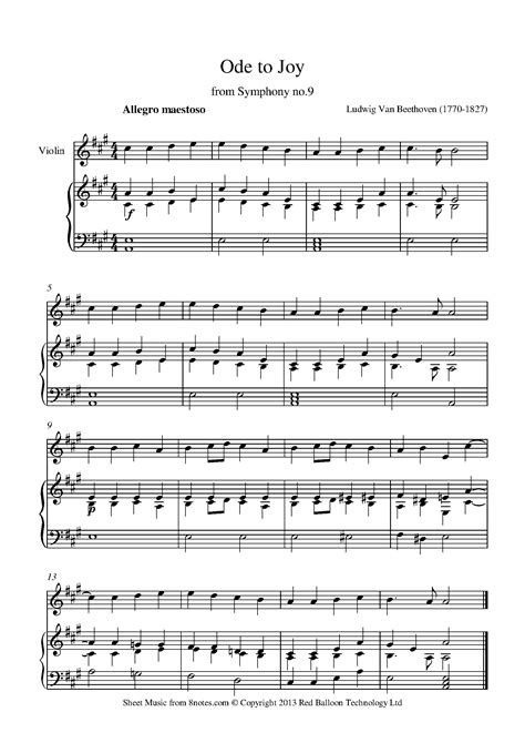 Uploaded on apr 20, 2014. Beethoven - Theme from Ode to Joy sheet music for Violin - 8notes.com | Ode to joy, Violin music
