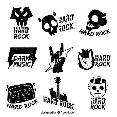 Rock Logo Collection With Flat Design Free Vector دروس الفوتوشوب