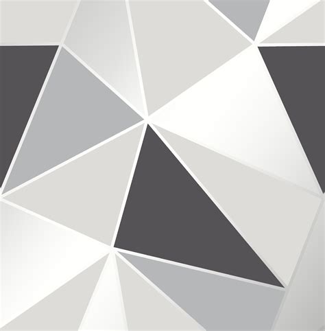 Geometric Wallpaper 3d Apex Triangle Modern Black Metallic Silver Fine