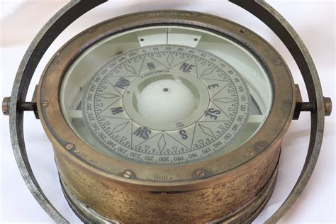 Antique Solid Brass Gimbal Compass Ships Compass Nautical Compass