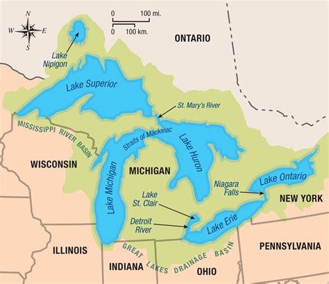 5 Great Lakes Usa Map Topographic Map Of Usa With States