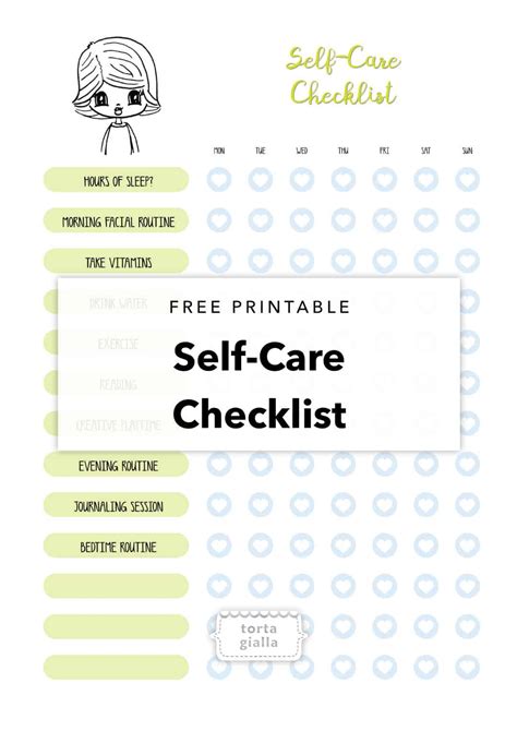 Free Printable Self Care Checklist Tortagialla