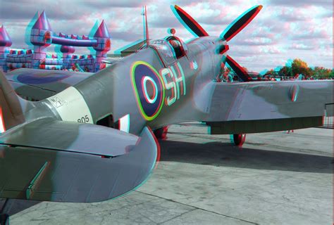 Spitfire Shoreham Aircraft Museum Ruxley Manor 3d Anaglyph Stereo Red