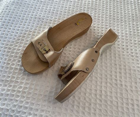Dr Scholls Original Exercise Sandals Wooden Leather Gem