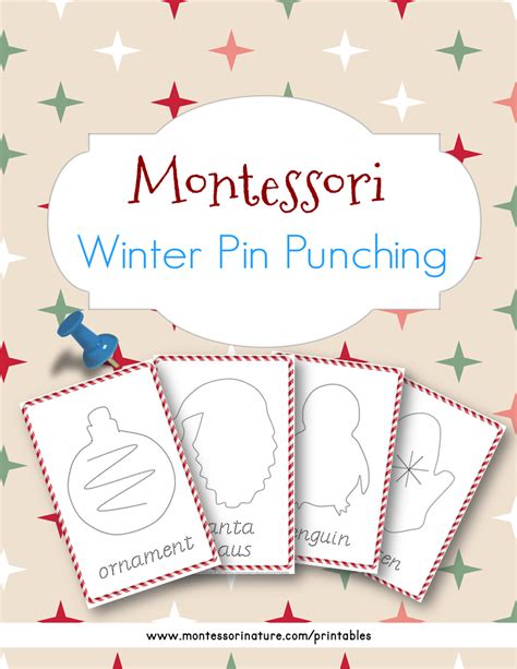 Montessori Winter Pin Punching Cards Winter Pins Montessori