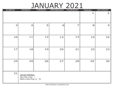 This blank january calendar printable is available in word or pdf format. 2021 Calendar Style 3 - Free Printable Calendars