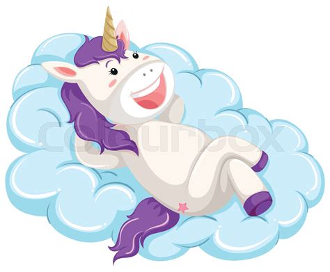 A Unicorn Lay On Cloud Stock Vector Colourbox