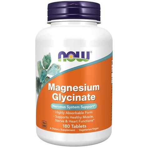 Now Supplements Magnesium Glycinate 100 Mg Highly Absorbable Form