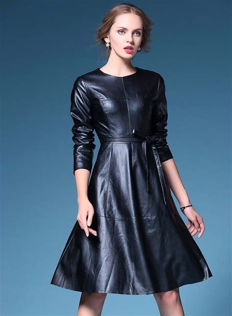 Leather Dress Long Sleeve Leather Dress Leather Dress Outfit Black