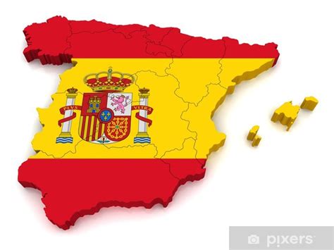 Sticker 3d Map Of Spain Pixersuk