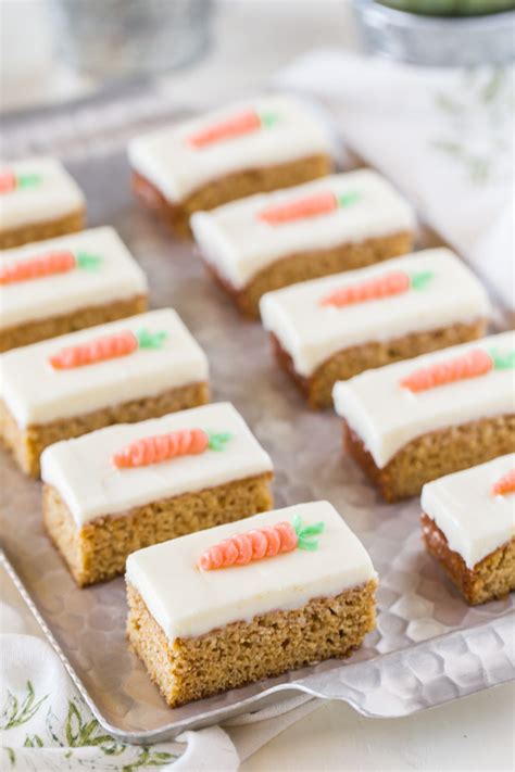 Sweet and spicy flavor, luscious cream cheese frosting and a moist crumb. Carrot Cake Bars With Cream Cheese Frosting - Lovely ...