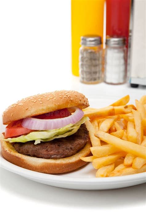 Hamburger And French Fries Diner Set Up Stock Photo Image Of Calories