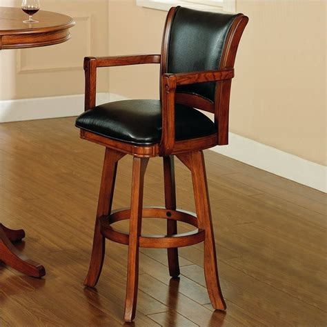 The seat looks like a traditional chair with a tall. Hillsdale Park View 30" Swivel Arm Bar Stool in Medium ...