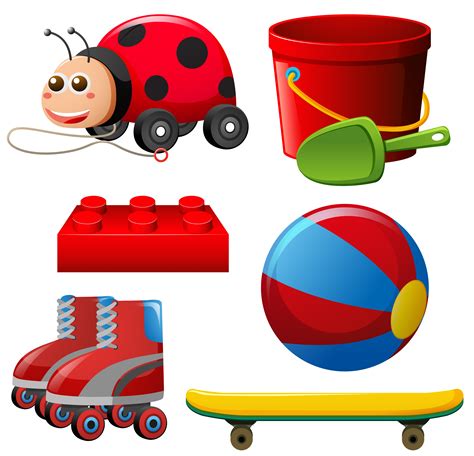 Different Toys In Red Color 369034 Vector Art At Vecteezy