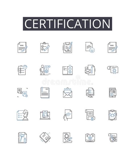 Certification Line Icons Collection Approval Accreditation