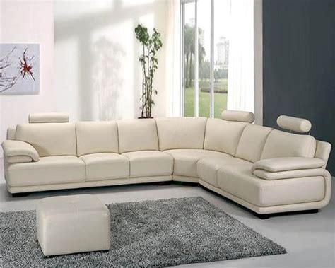 Off White Leather Sectional Sofa Set 44la31
