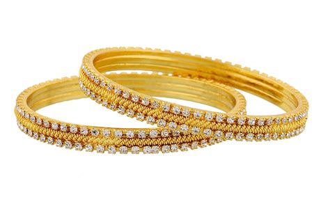 Buy Jewbang Sparkling Gold Bangles Size 2 4 Bangles For Women Jb212 At