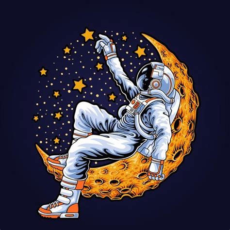 An Astronaut Is Sitting On The Moon With Stars In The Sky Behind Him
