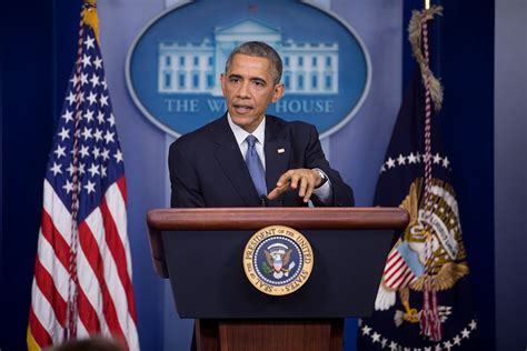President Barack Obama Holds A Press Conference In The James S Brady