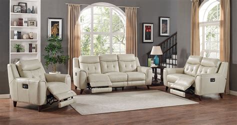 Width big and tall brown faux leather power reclining recliner mobility, comfort and classic style are seamlessly mobility, comfort and classic style are seamlessly fused together in a premium build with wilshire power recliner and lift chair by merax. Paramount Cream Leather Power Reclining Living Room Set ...